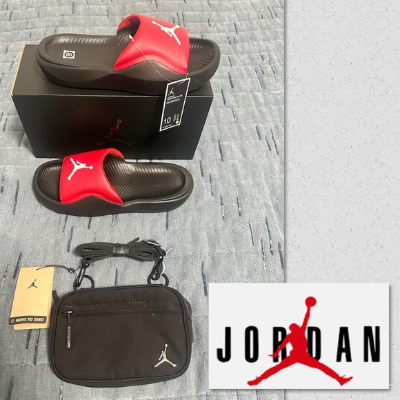 Jordan Men's Slide Sandals & Bag - Picture 1 of 11